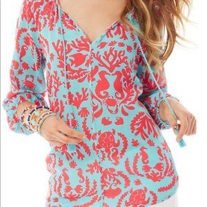 Lilly Pulitzer Etta Top Don't Be Shellfish Small
